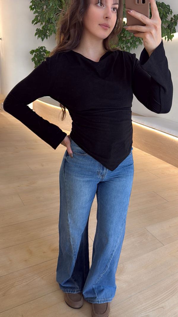 Vera Cowl Neck Top • Black