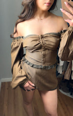 Heather • Brown Gingham Skort Set