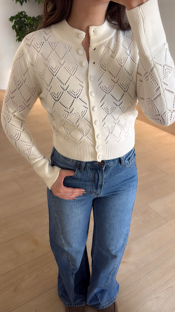Odette • Pointelle Knit Cardigan