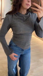 Vera Cowl Neck Top • Charcoal