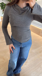 Vera Cowl Neck Top • Charcoal
