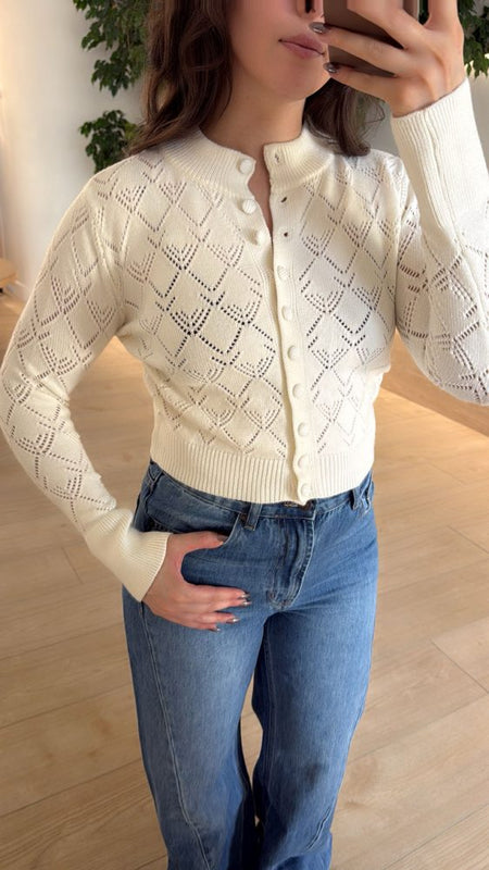 Odette • Pointelle Knit Cardigan