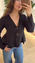 Colette Peplum Tie-Front Cardigan • Black